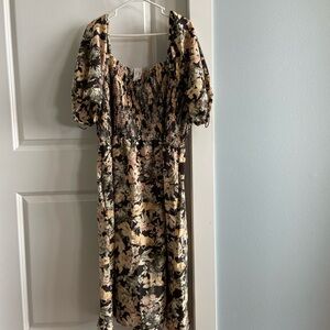 Maurices Brown Tan Puff Sleeve Midi Dress